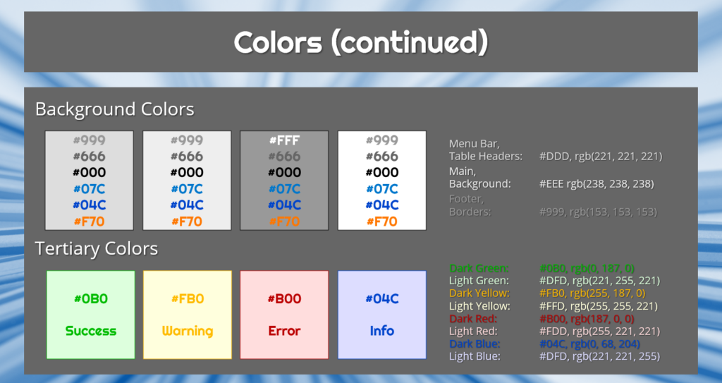MBT Colors (continued)